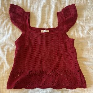 Universal Thread Burgundy Crochet Blouse